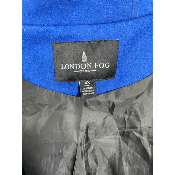 London Fog 4X Electric Blue Woman's Hooded Zip Up  Wool Blend Coat, Plus Size - Picture 11 of 11